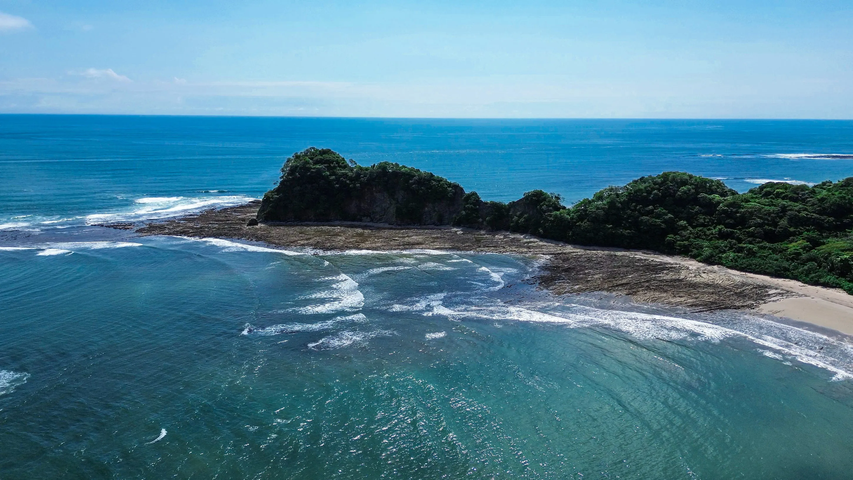 The coastline at Playa Garza from the air