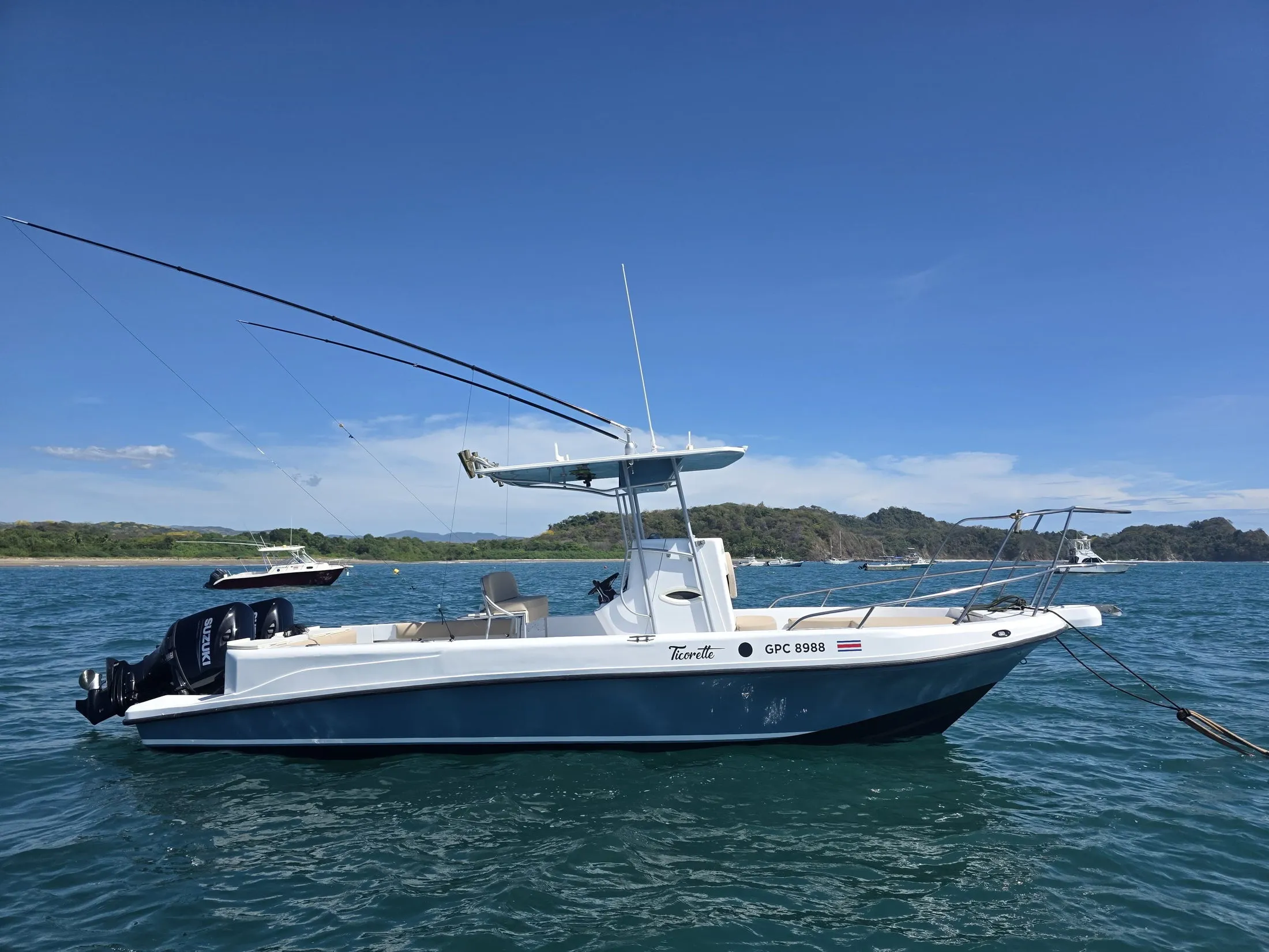 The Ticorette at anchor off Playa Garza