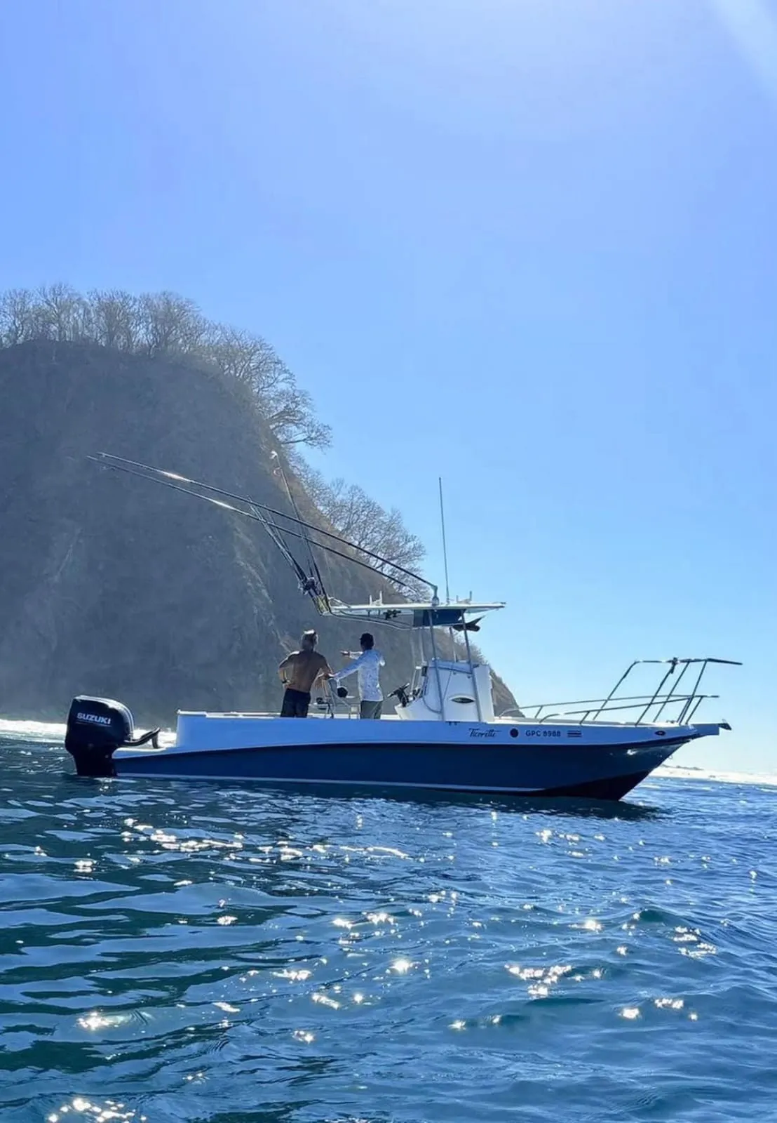 The Ticorette off the headland, GPC 8988 on the hull